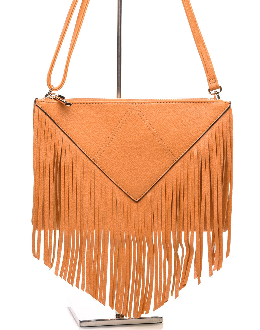 Pochette à frange moutarde