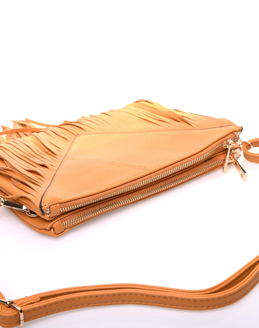 Pochette à frange moutarde