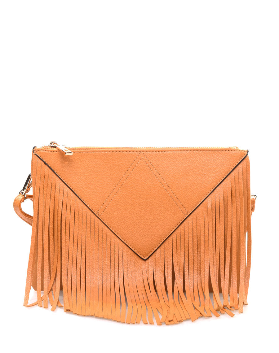 Pochette à frange moutarde