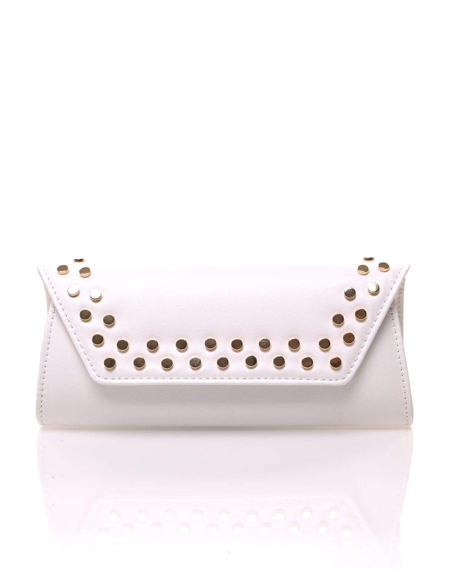Pochette main cloutée blanche
