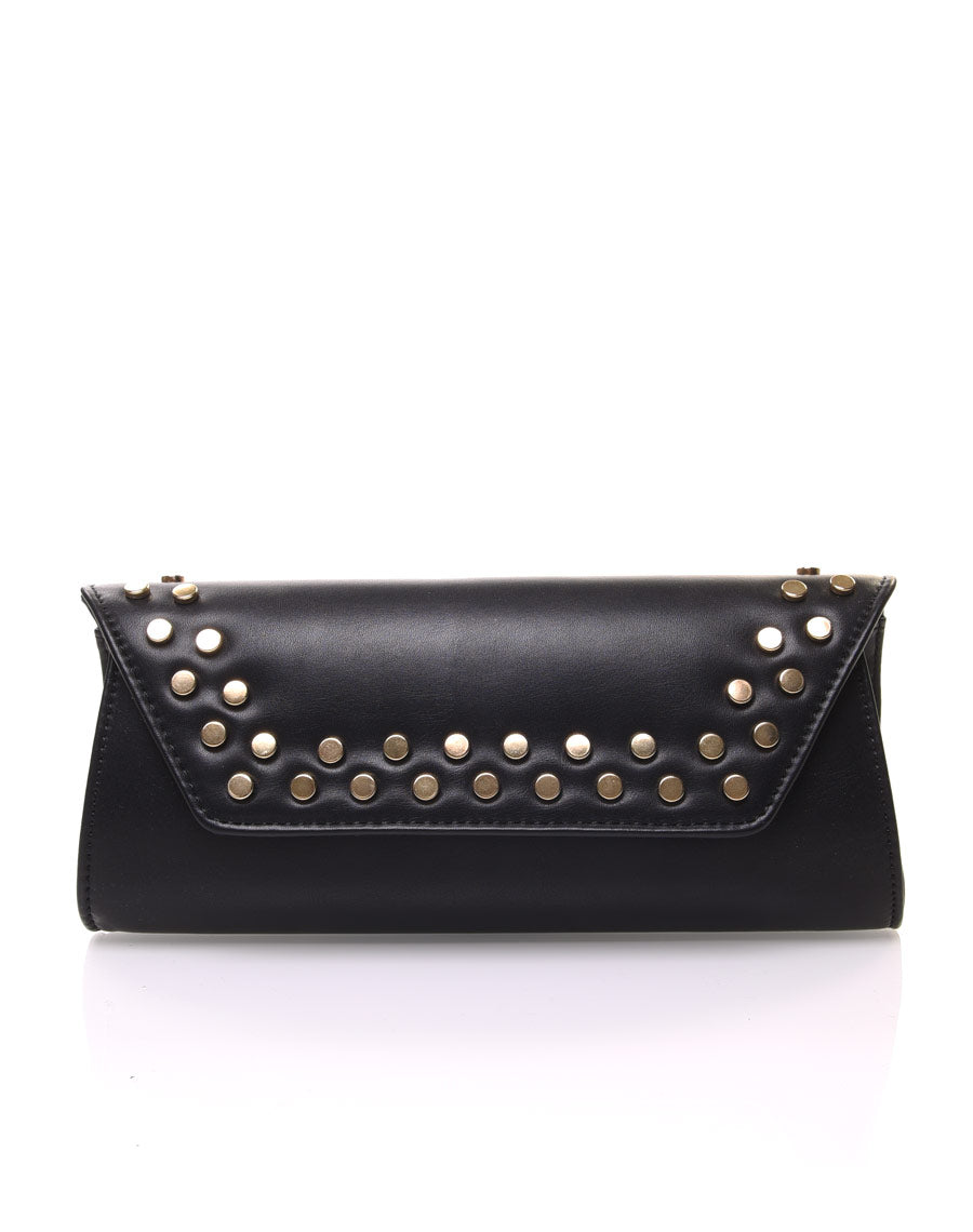 Pochette main cloutée noir