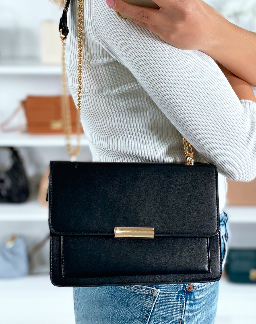 Pochette noire à chaîne dorée