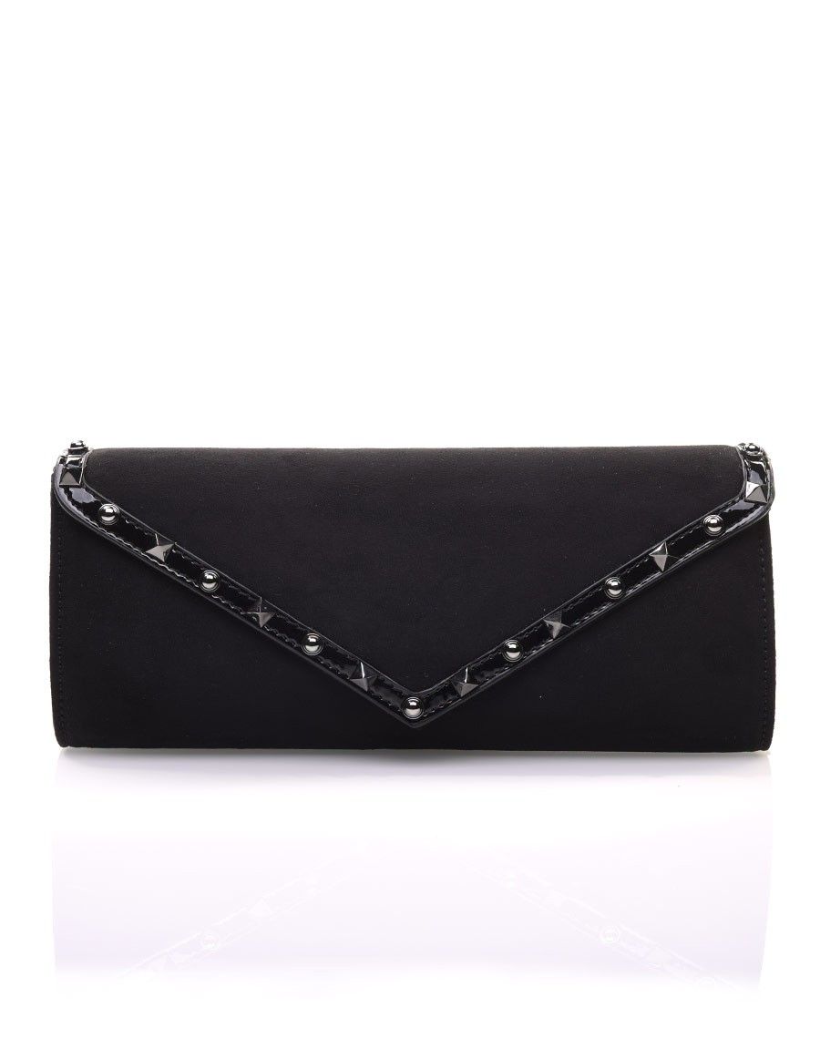 Pochette noire en suédine