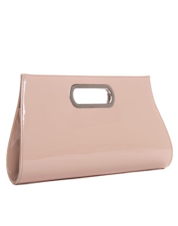 Pochette nude rigide avec détail métallique