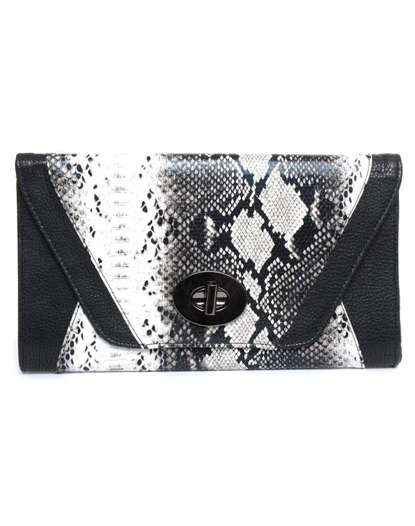 Pochette python Style Shoes à fermoir vintage noir