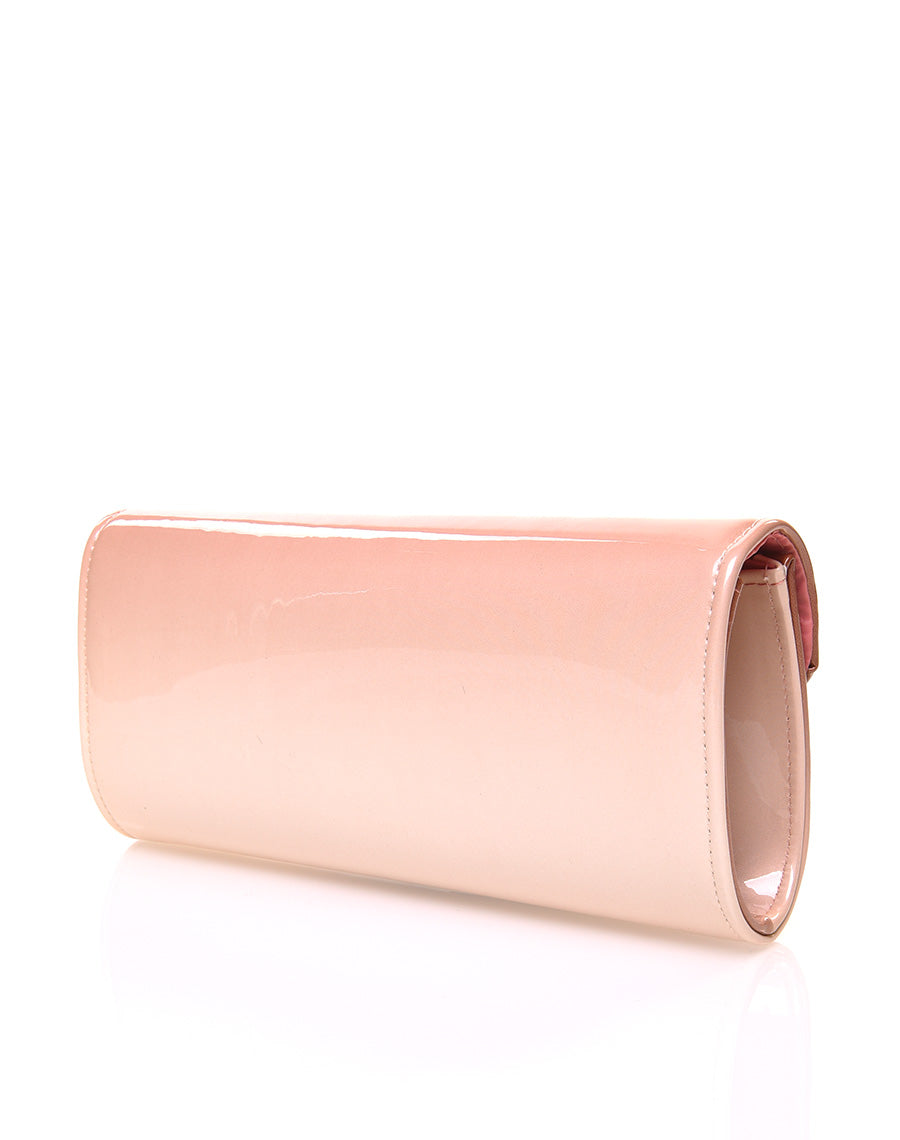 Pochette rigide vernie dégradée camelle et beige