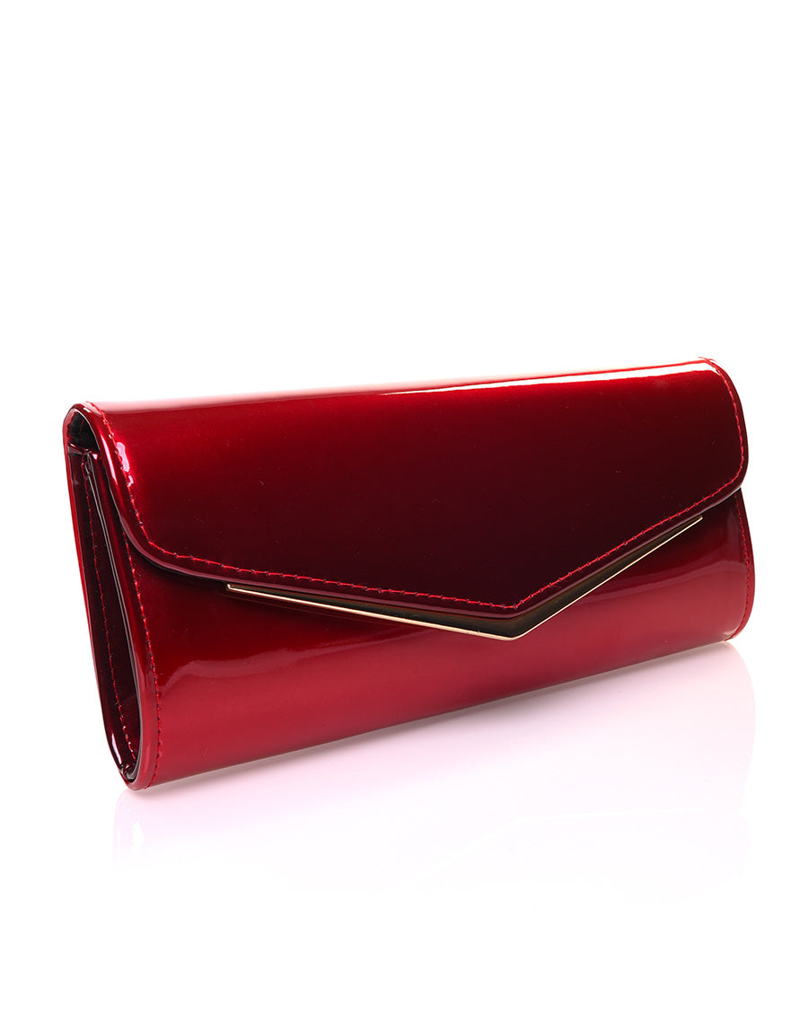 Pochette rigide vernie dégradée rouge et bordeaux