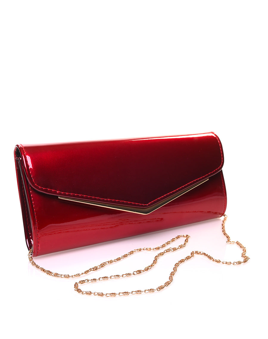 Pochette rigide vernie dégradée rouge et bordeaux