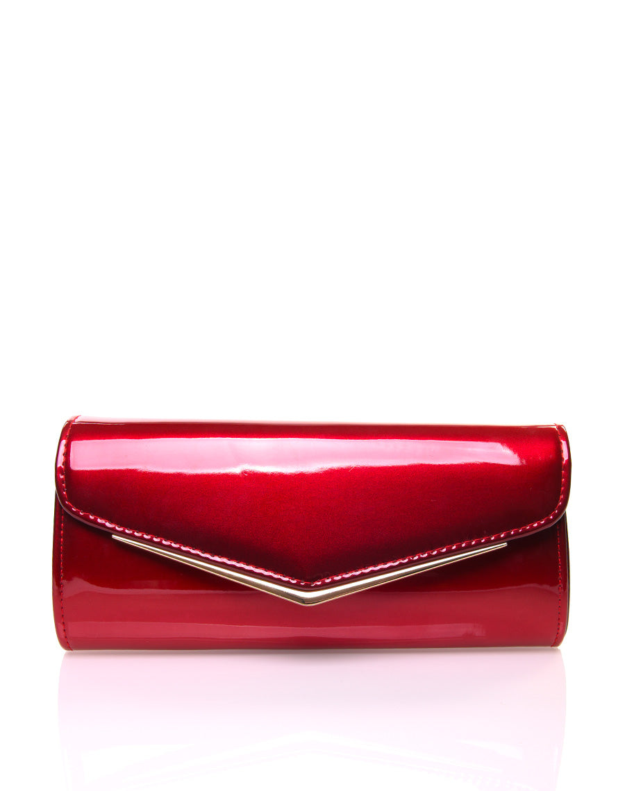 Pochette rigide vernie dégradée rouge et bordeaux