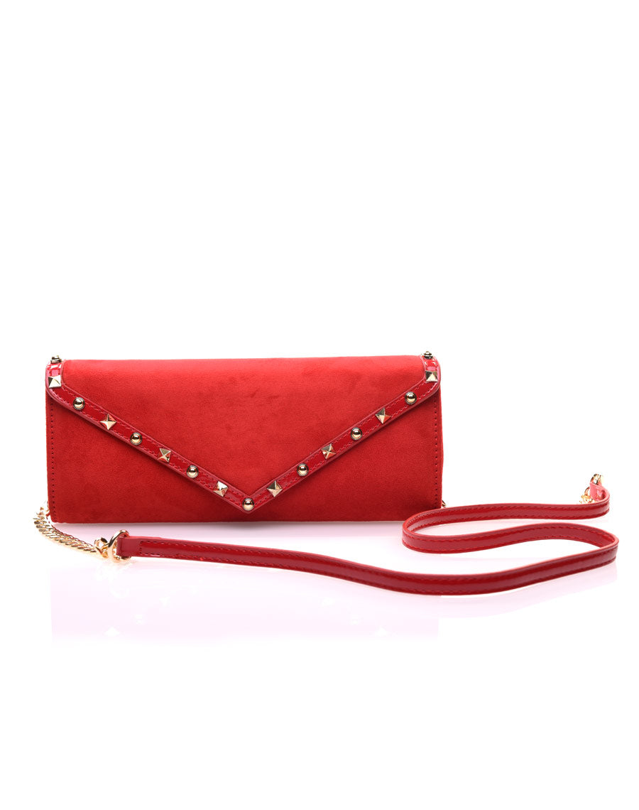 Pochette rouge en suédine