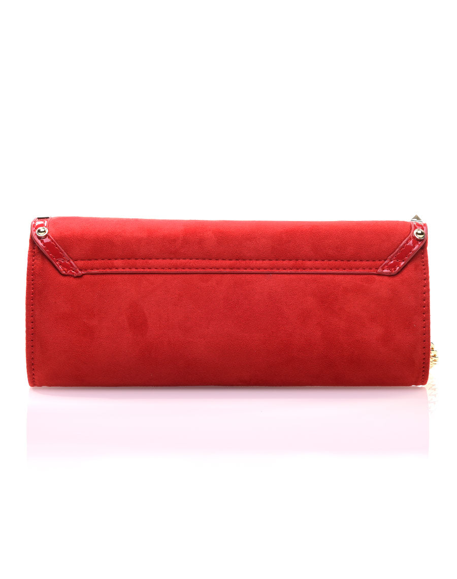 Pochette rouge en suédine