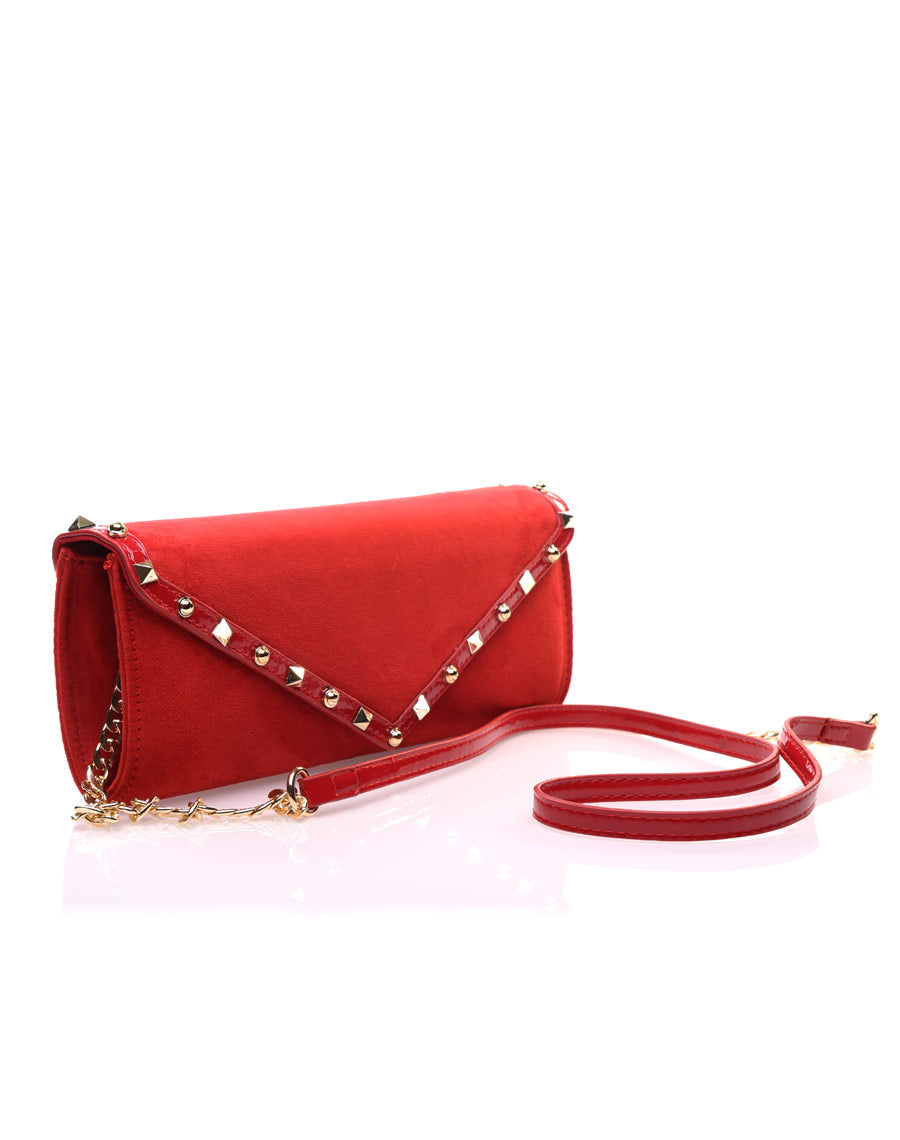Pochette rouge en suédine
