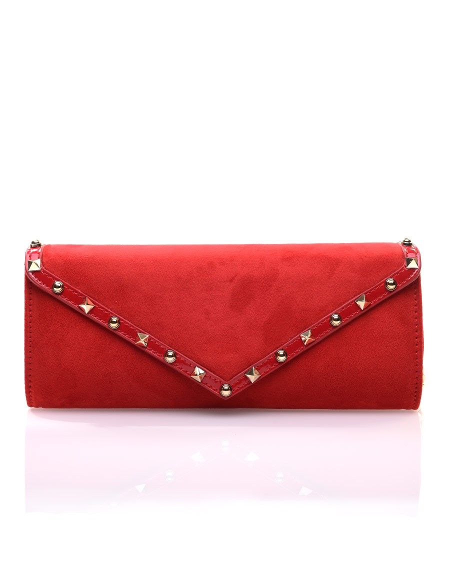 Pochette rouge en suédine