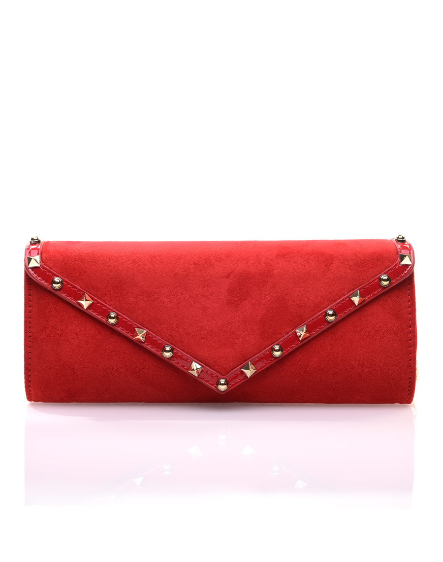 Pochette rouge en suédine