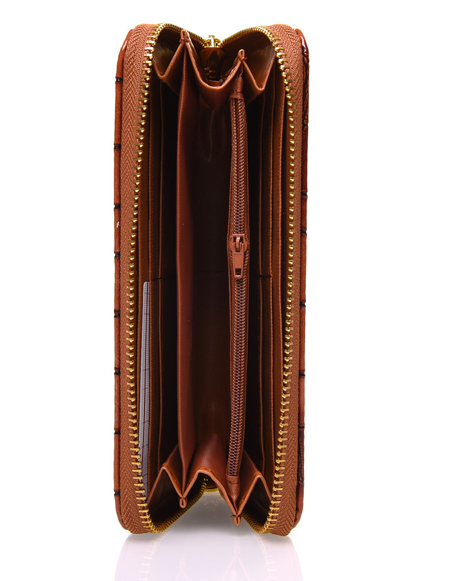 Porte feuille camel verni effet croco