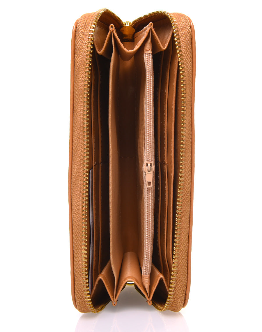 Porte feuille camel verni effet reliefs