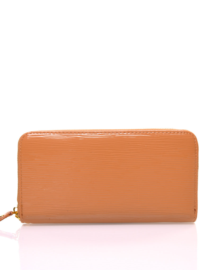 Porte feuille camel verni effet reliefs