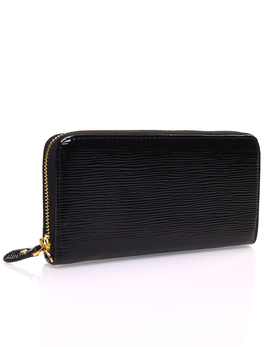 Porte feuille noir verni effet reliefs