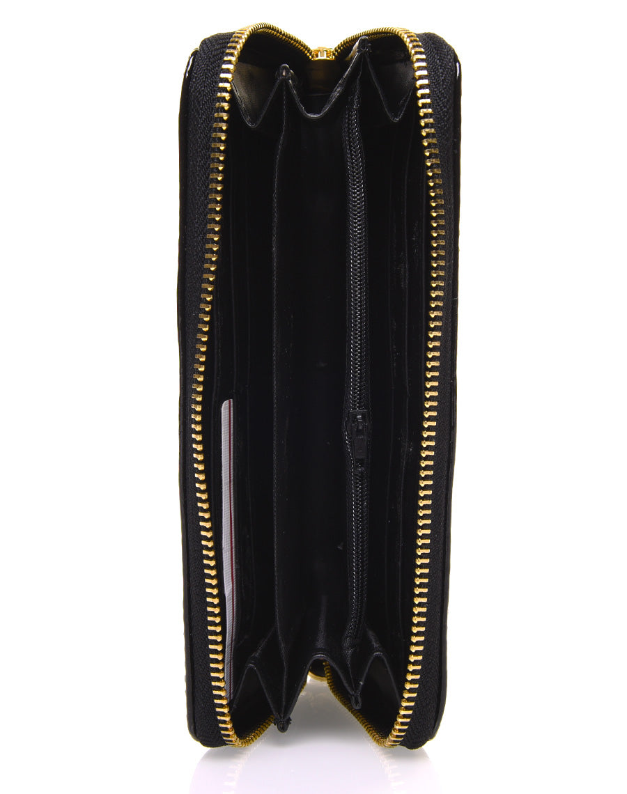 Porte feuille noir verni effet reliefs