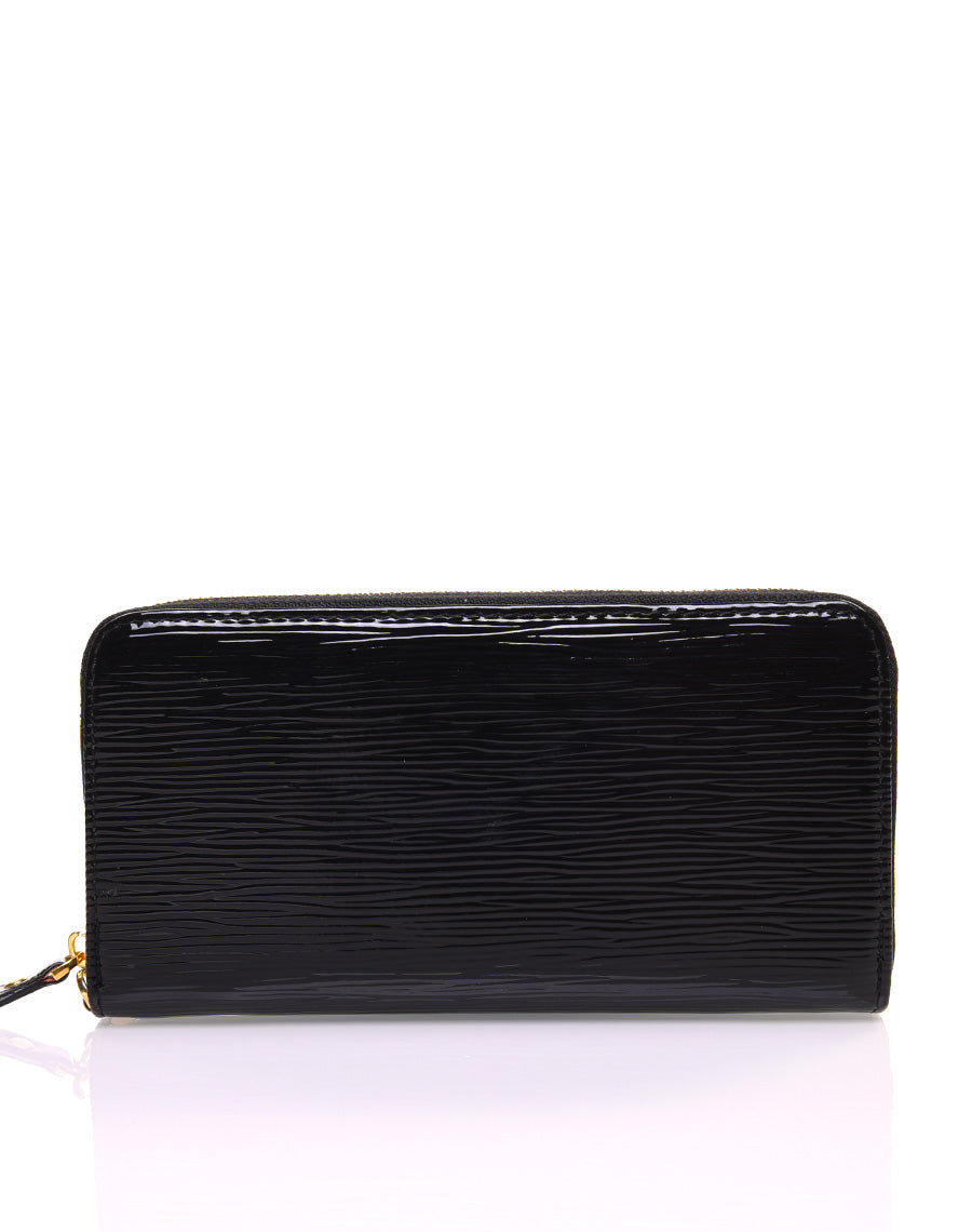 Porte feuille noir verni effet reliefs