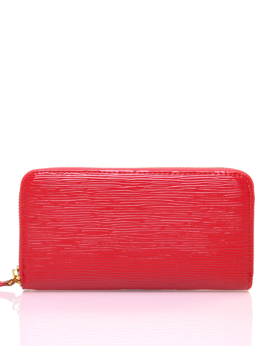 Porte feuille rouge verni effet reliefs