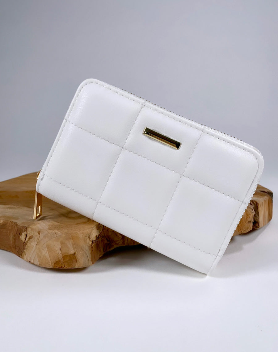 Porte-monnaie blanc matelassé