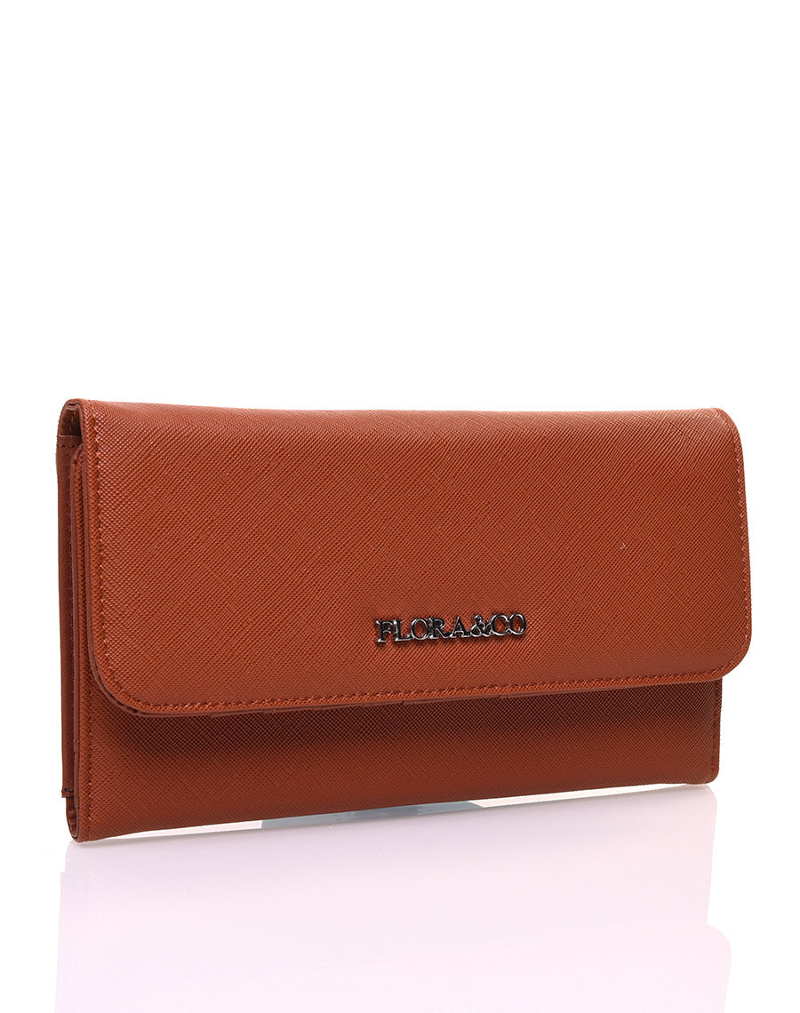 Portefeuille effet grainé camel