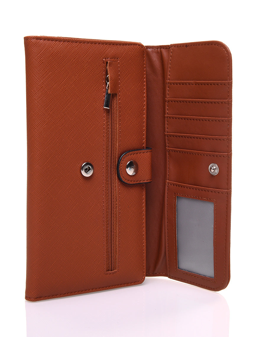 Portefeuille effet grainé camel