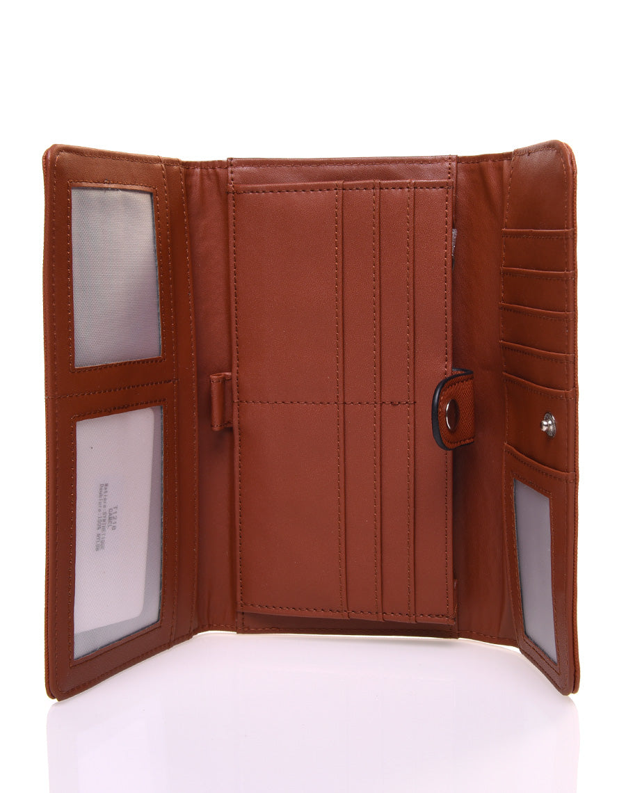 Portefeuille effet grainé camel