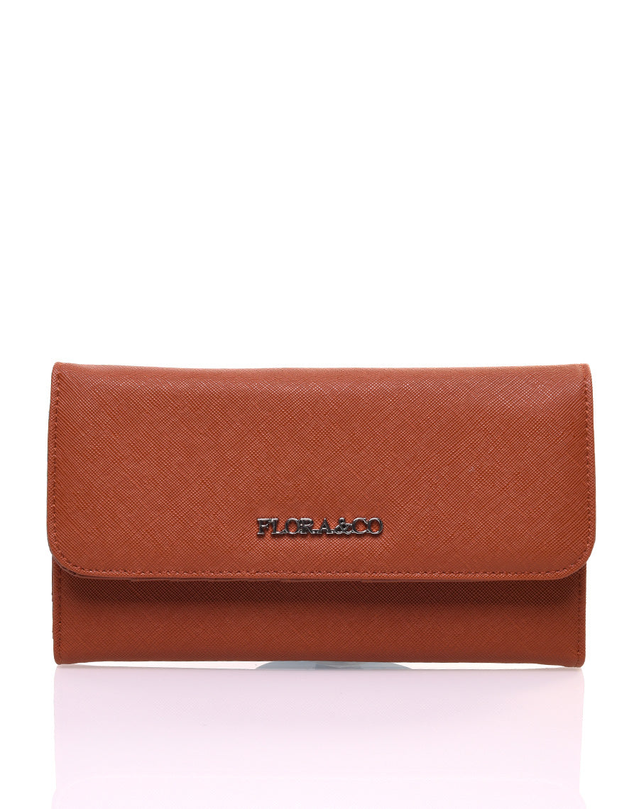 Portefeuille effet grainé camel