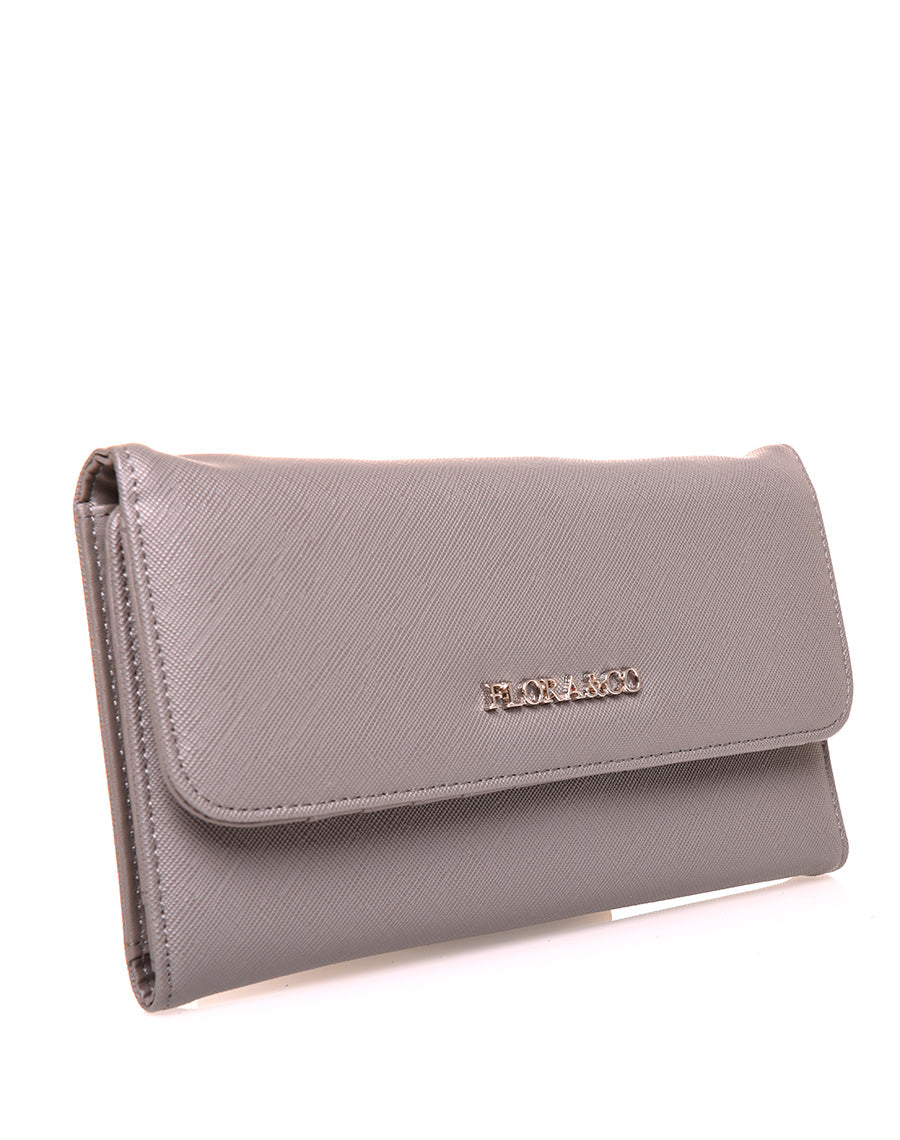 Portefeuille effet grainé gris