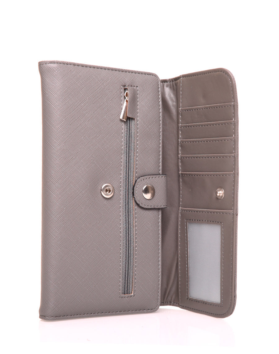 Portefeuille effet grainé gris