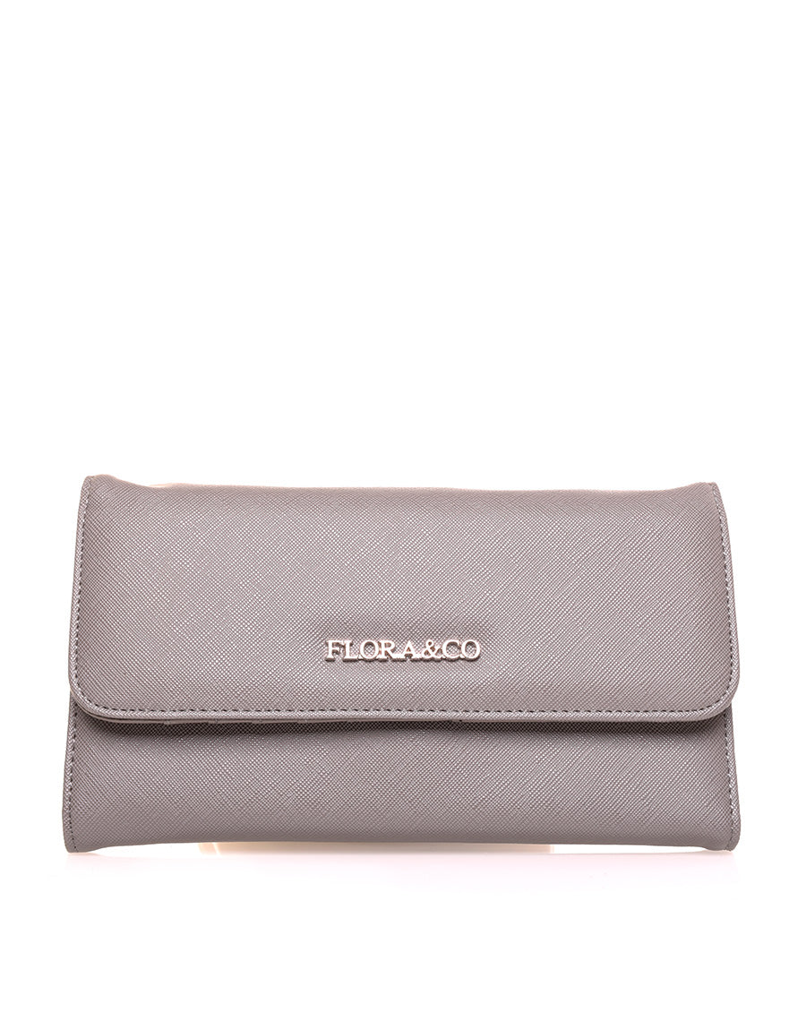 Portefeuille effet grainé gris