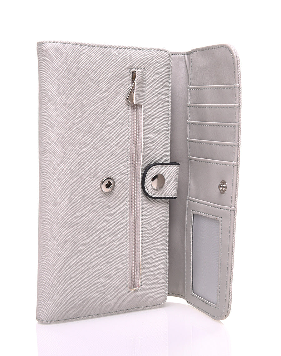 Portefeuille effet grainé gris clair