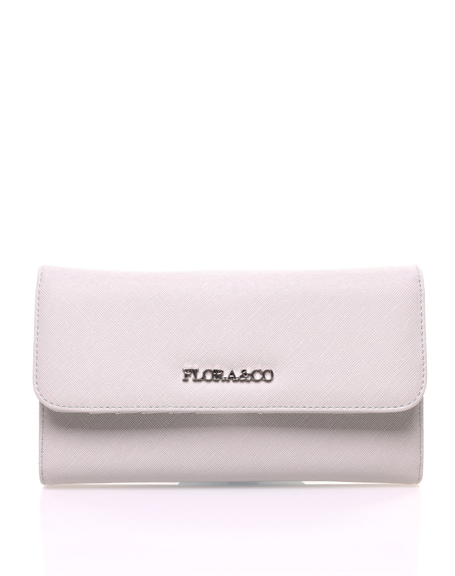 Portefeuille effet grainé gris clair