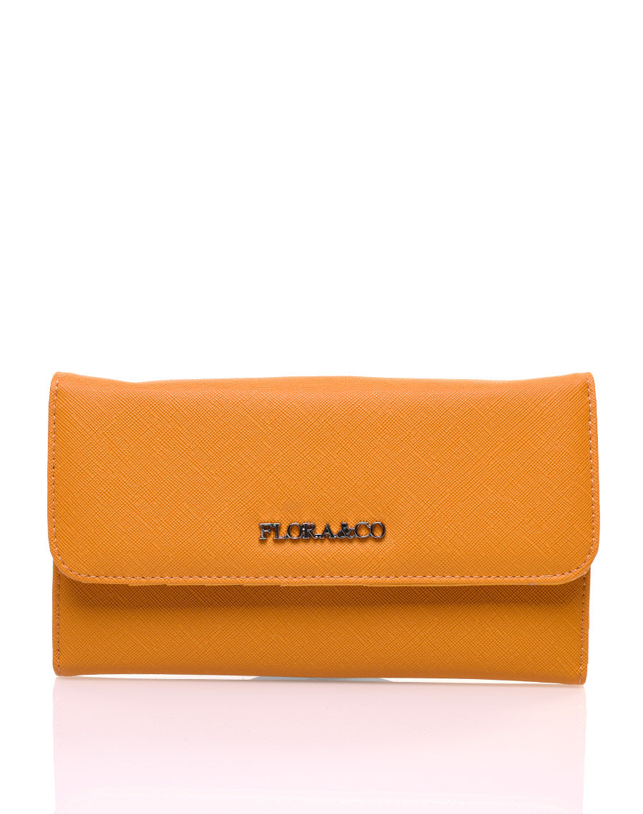 Portefeuille effet grainé moutarde