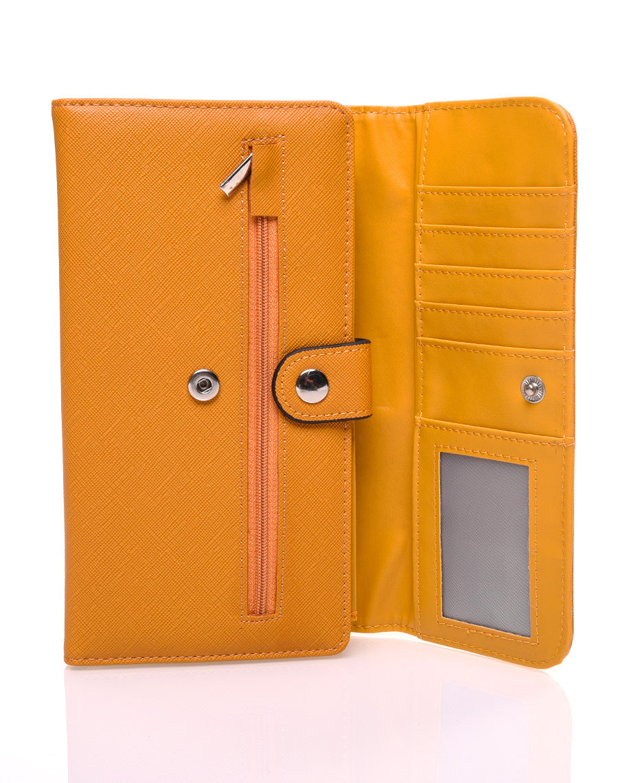 Portefeuille effet grainé moutarde