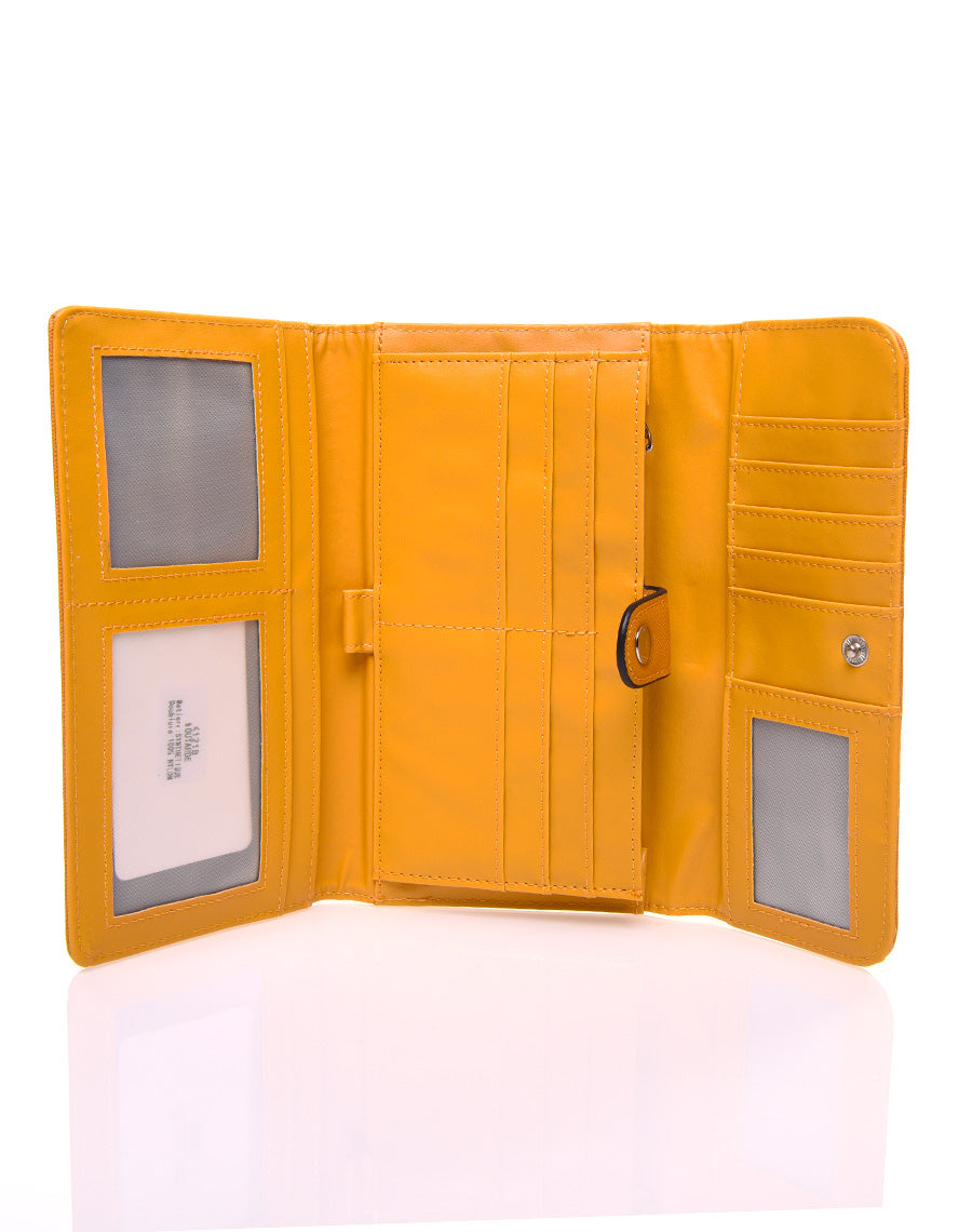 Portefeuille effet grainé moutarde