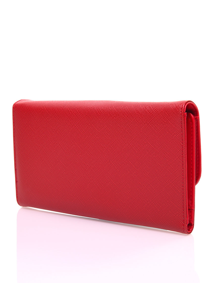 Portefeuille effet grainé rouge