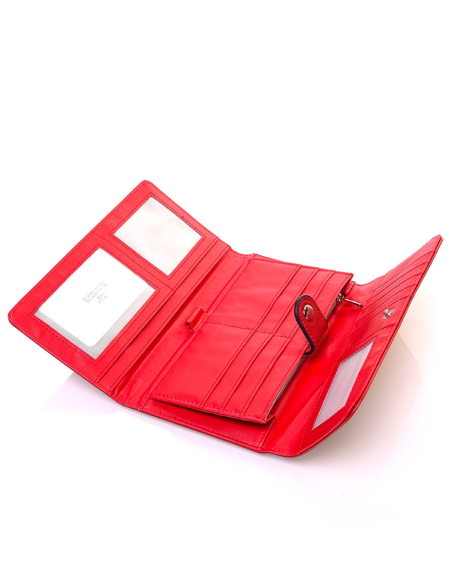 Portefeuille effet grainé rouge