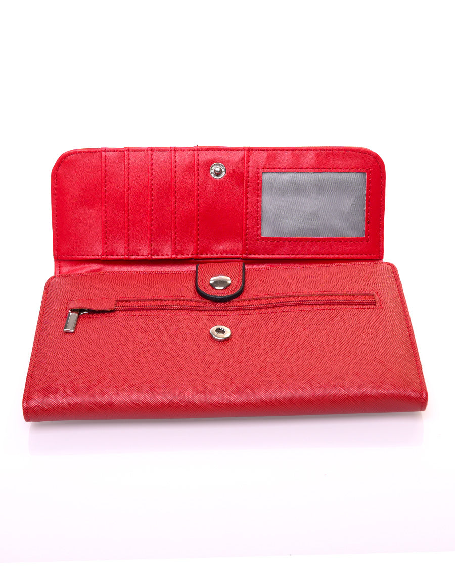 Portefeuille effet grainé rouge
