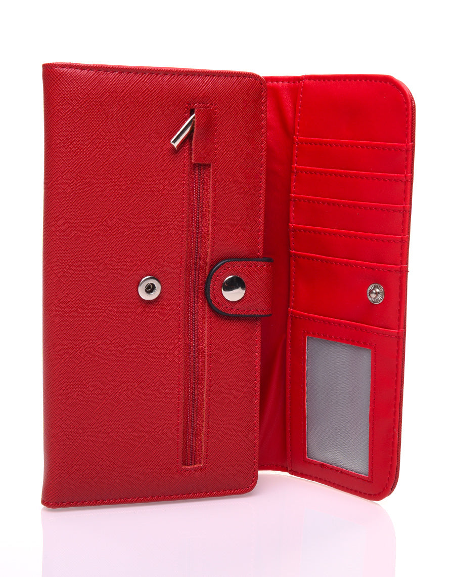 Portefeuille effet grainé rouge