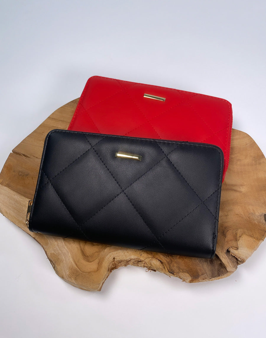 Portefeuille rouge matelassé