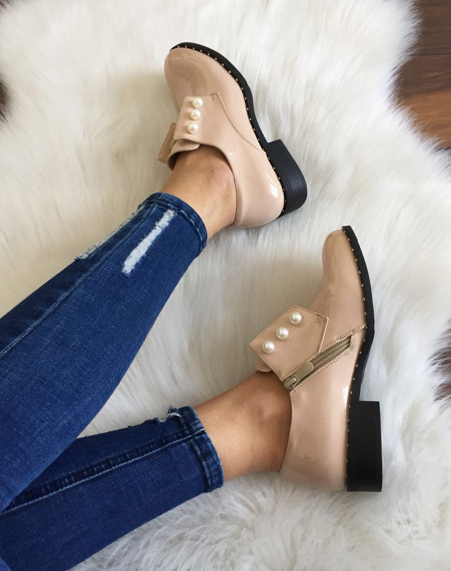 Richelieu beige vernis