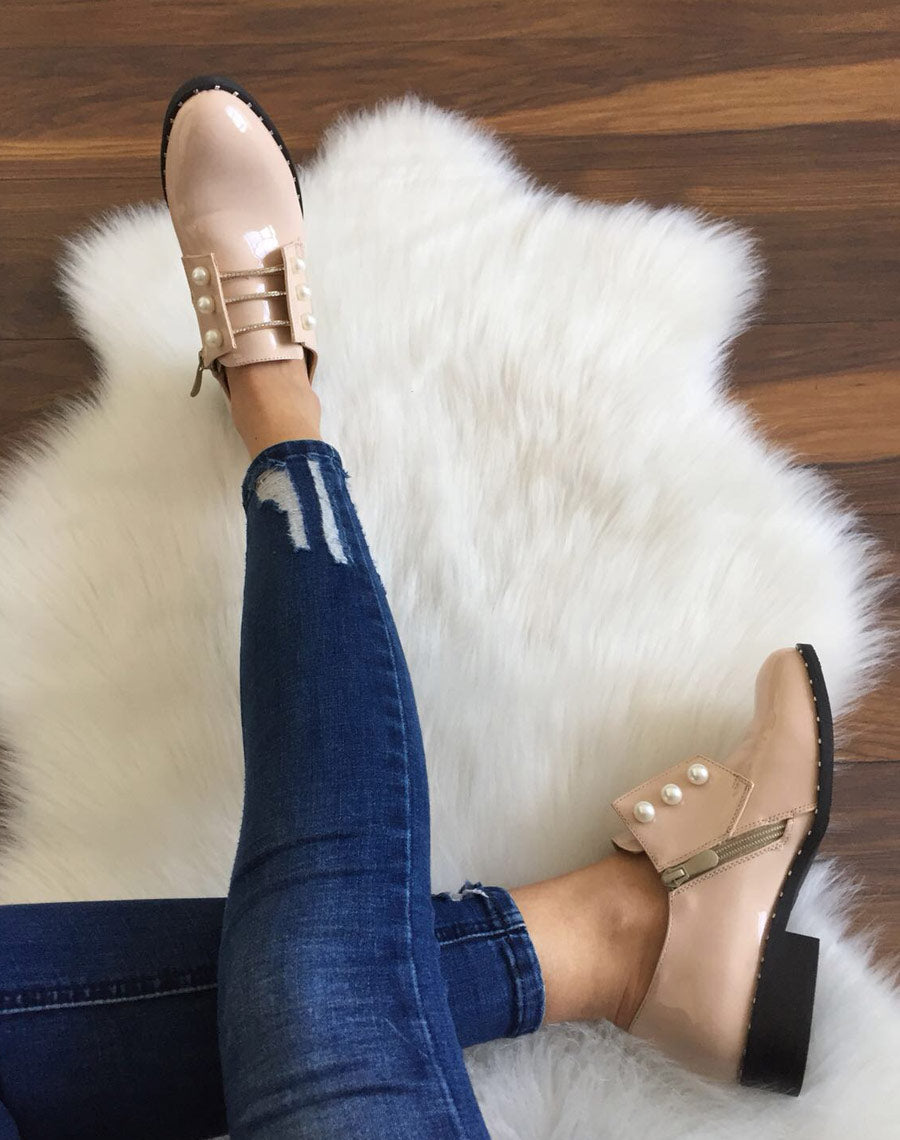 Richelieu beige vernis