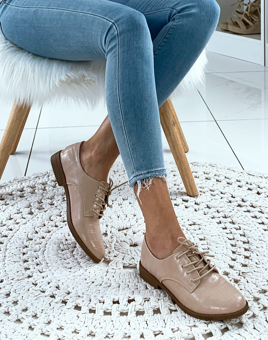 Richelieus beiges effet croco