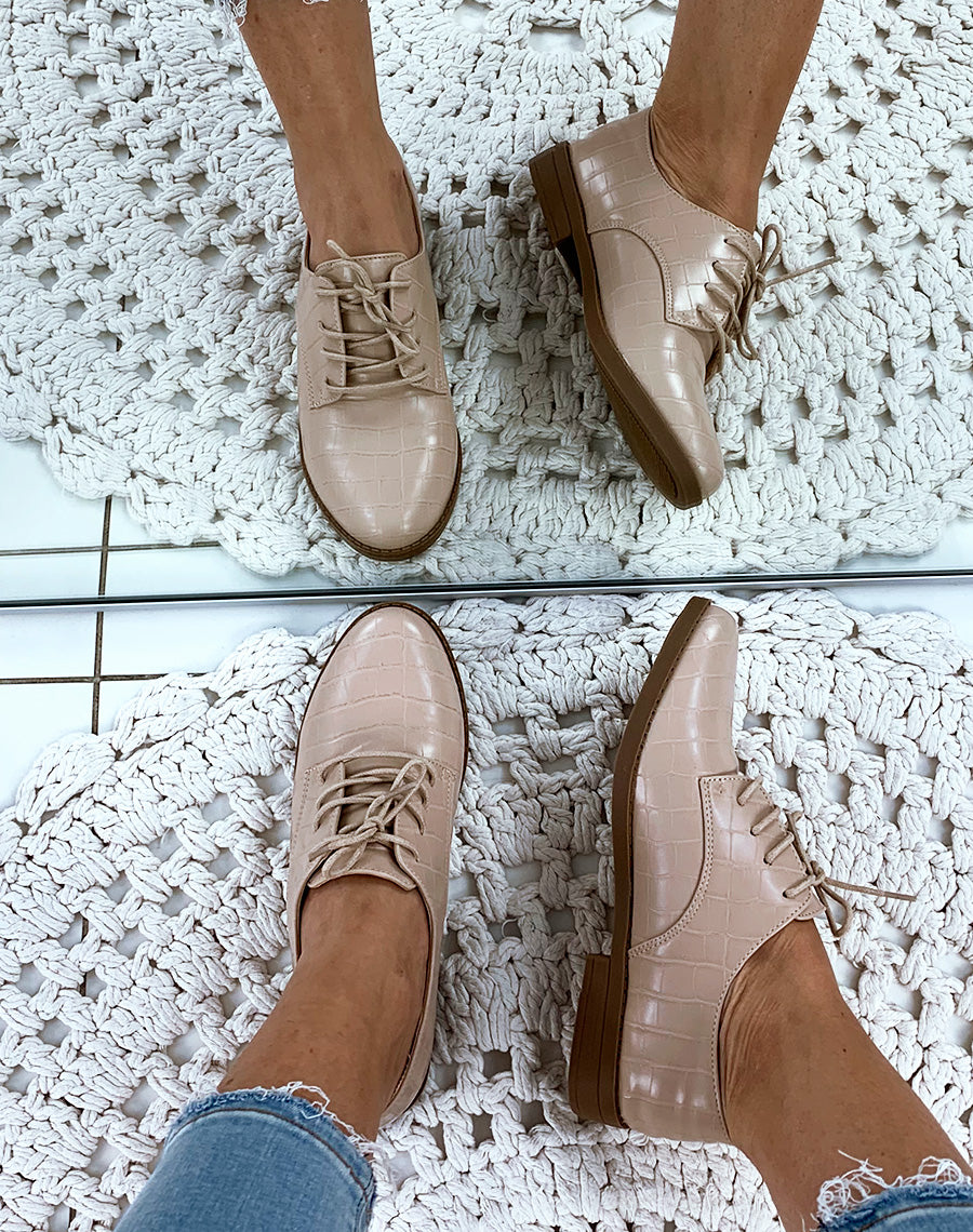 Richelieus beiges effet croco