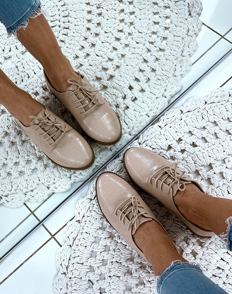 Richelieus beiges effet croco