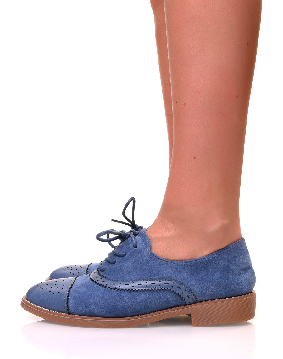 Richelieus bleues marines en suédine et empiècements