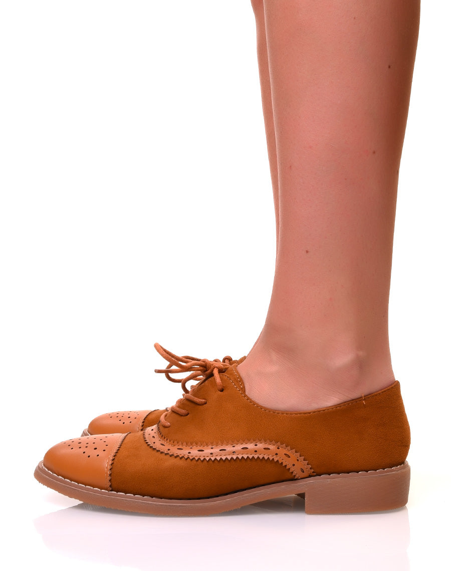 Richelieus marrons en suédine et empiècements